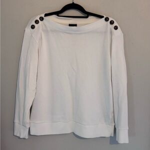 Who What Wear Size XL White Sweater/dressy Sweatshirt with Button Detail